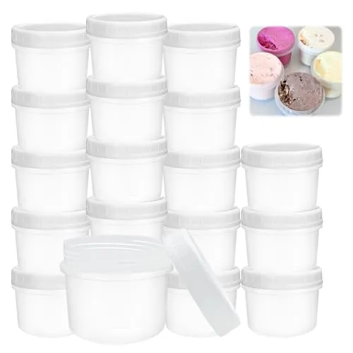 Mudoulu 20 Stück Joghurtbecher mit Deckel, 160ml Wiederverwendbare Dichtende Behälter, BPA-frei Lebensmittelqualität Plastik, für Babynahrung Snacks Saucen Zubereitung Reise