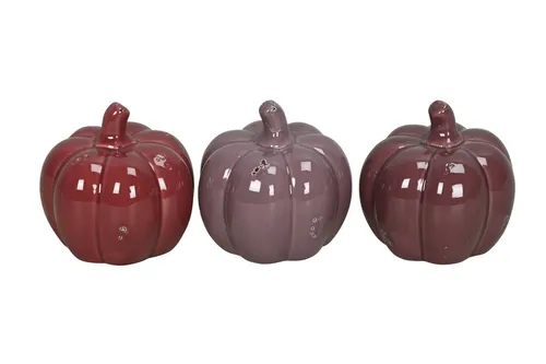 finehomegarden Dekofigur Kürbis 3farbig sort. Keramik Dolomit glänzend Herbstdeko Herbst (Set, 3 St., 3 tlg), Ø8+12cm H8+11cm Halloween 2Größen wählbar