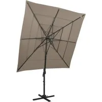 Sonnenschirm mit Aluminium-Mast 250x250 cm - Taupe - Ampelschirm mit 4-lagiger Bespannung, bietet optimalen UV-Schutz und ist ideal für Garten und Terrasse.