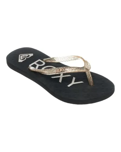 Roxy Mädchen Viva Sparkle Sandale, Black M Gold, 32 EU