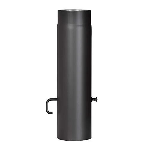 FIREFIX R130/5D Ofenrohr 130 mm - Robustes 2 mm starkes Stahl-Abgasrohr für Kaminöfen, 500 mm lang mit Regulierklappe, umweltfreundlich beschichtet und nach DIN EN 1856-2:2009 geprüft.