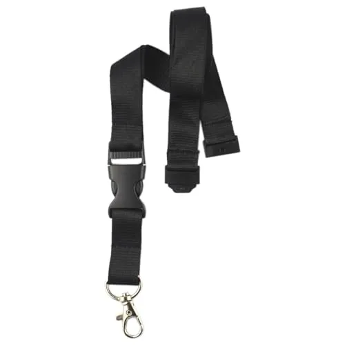 Schmalz Werbeservice 10 x unbedruckte Schlüsselbänder, Schlüsselband Lanyard neutral ohne Druck 20 mm breit, Steckverschluss Sicherheitsverschluss (schwarz)
