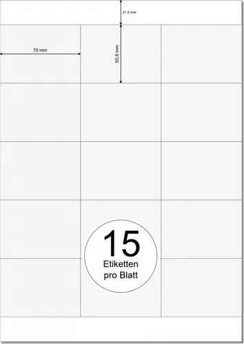 PRINTATION Papier-Etiketten (B70xH50,8mm) 100xA4 à 15 Eti. 1367736-GP