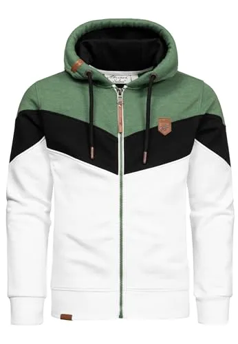 Amaci&Sons Sweatjacke Kapuzenpullover Herren 4069 in Grün/Schwarz/Weiß - Kapuzenpullover für Herren, stylische Sweatjacke mit Zipper und bequemer Passform, ideal für Freizeit und Sport.