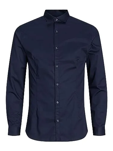 JACK & JONES Herren Freizeit Hemd JJPRPARMA Slim Fit - Navy Blazer - Sakkos für Herren mit glänzendem Satinstoff, extra Slim Fit für einen modernen Look. Erhältlich in den Größen XS-XXL.