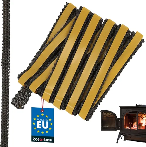 KOTARBAU® Kamin Dichtband Selbstklebend 12 x 3 mm Glasfaser Dichtungsband für Kaminofen 2,5 m Kamindichtung Ofendichtband Hitzebeständig Schwarz