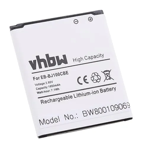 vhbw Akku kompatibel mit Samsung Galaxy SM-J100DS, SM-J100F, SM-J100D, J1 4G, J1 Duos, J1 Handy Smartphone Telefon (1850 mAh, 3,85 V, Li-Ion)