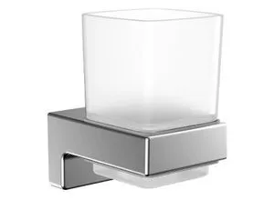 EMCO Glashalter, Chrom - Zahnputzbecher - Hochwertiger Zahnputzbecher aus Chrom, ideal für die Wandmontage und spart Ablagefläche im Badezimmer. Teil der edlen emco Cue Serie mit zeitlosem Design.