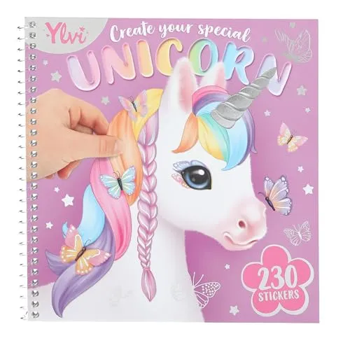 Depesche 13750 Ylvi Create Your Special Unicorn - Dress Me Up Stickerbuch mit 24 Seiten Einhorn Motiven zum Verzieren, inkl. 11 Seiten Accessoire-Sticker
