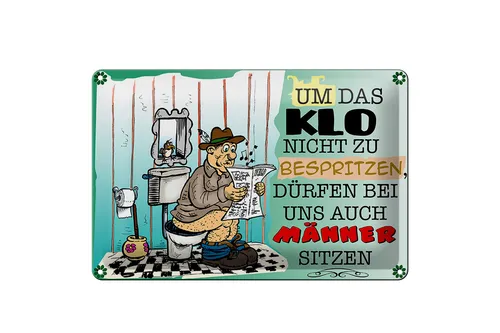 Blechschild Spruch 30x20 cm um Klo nicht bespritzen Männer Deko Schild tin sign