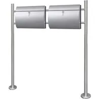 vidaXL Doppelter Briefkasten aus Edelstahl - Modernes Design - Wandbriefkästen mit elegantem Edelstahl-Design, inklusive Ständer und zwei abschließbaren Briefkästen für optimalen Schutz Ihrer Post.