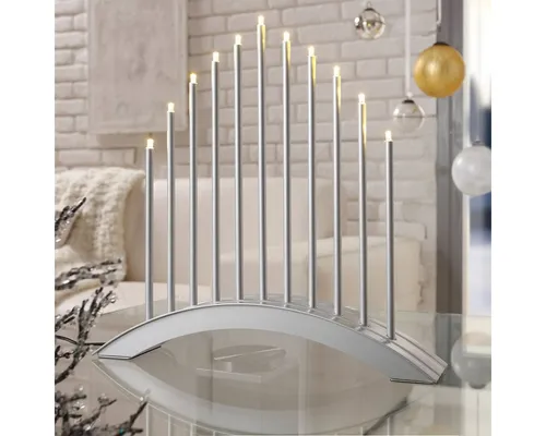 LED Lichterbogen Advent Weihnachtsleuchter Brücke XMAS Chrom SL19-1