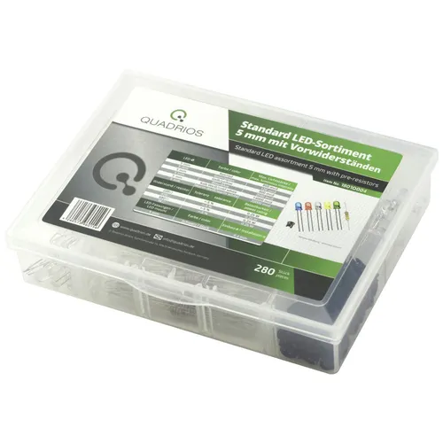 Quadrios  LED-Sortiment  Rot, Grün, Gelb, Blau, Kaltweiß, Warmweiß  5 mm   20...