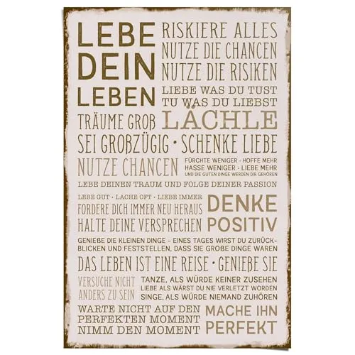 REINDERS Poster, Denke positiv, Wohnzimmer, Poster, Wanddeko, Room Decor, Bilderdruckpapier, Braun, 91,5 x 61