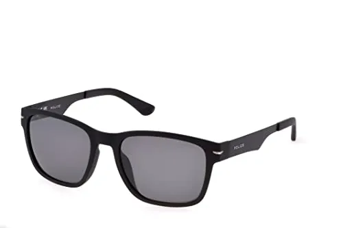Police POISPLL09V Herren-Sonnenbrille - Stilvolle Sportbrille mit schwarzem Acetat-Gestell - Sportbrillen | Hochwertige Herren-Sonnenbrille mit schickem Vollrand-Design und grauen Gläsern für optimalen UV-Schutz und Komfort.