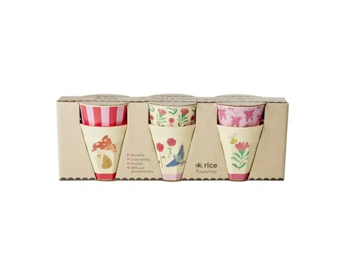 Rice Melaminbecher Kinderbecher pink Happy Forest Prints in pink von rice