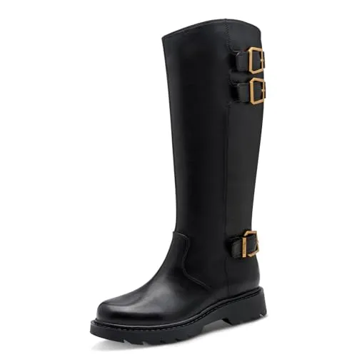 Tamaris Damen Stiefel Leder schwarz 41 - Wanderschuhe mit modernem Langschaft-Design und Touchit-Fußbett für individuellen Tragekomfort. Ideal für Herbst und Winter, mit Reißverschluss für einfaches An- und Ausziehen.
