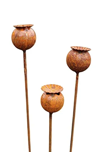 Manufaktur Lichtbogen 3er Set Gartenstecker Rost Mohn