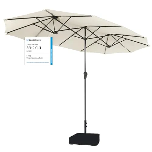 Sekey XXL Doppelsonnenschirm 220×400 cm mit Kurbel von Sekey