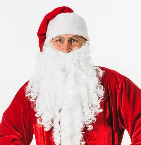 TK Gruppe Timo Klingler 2 in 1 - Weihnachtsmannbart - Nikolausbart Bart weiß Weiss - Perücke zum Verkleiden als Nikolaus - Weihnachtsmann - Santa - Weihnachten