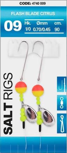 SPRO Salt Rig 9 Flash Blade Citrus 1/0 Brandungsvorfach Plattfischvorfach Rig