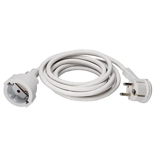 Schutzkontakt-Verlängerung m.Flachstecker reinweiß 3m