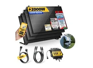 Balkonkraftwerk 2000W/800W - Steckerfertiges Solaranlagen Komplettset - Solaranlage mit Wand-/Gartenhaus Halterung, kinderleichte Installation und sofortige Stromersparnis für Ihr Zuhause.