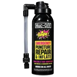 MUC-OFF Pannenspray BAM! | 125 ml - Schnelle Reifenreparatur - Das MUC-OFF Pannenspray BAM! ist die ideale Notfallsicherung für unterwegs. Es pumpt und repariert Reifen schnell mit Latexschaum. Kompakt und einfach zu transportieren, kompatibel mit Straßen- und MTB-Rädern.