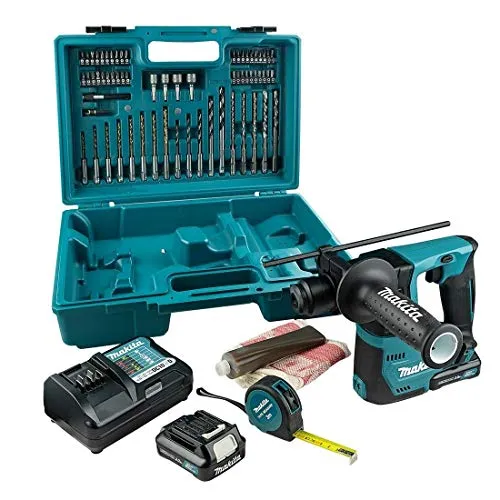 Makita HR140DWAE1 12V Rotary Hammer Kit - Kompakte 2-Function SDS Bohrmaschine mit 2x2 Ah Batterien für kraftvolles Bohren und Meißeln, ideal für vielseitige Anwendungen.