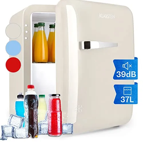 Audrey Mini 2in1 Kühlschrank mit Gefrierfach - Mini-Kühlschrank mit 5 Liter Gefrierfach, ideal für eisgekühlte Snacks und Getränke. Elegant und kompakt, perfekt für kleine Räume.