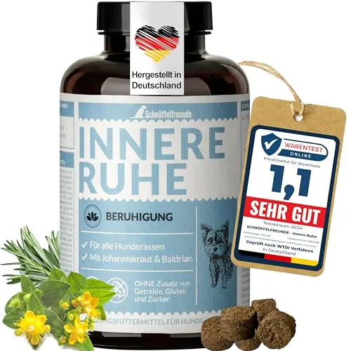 Schnüffelfreunde Innere Ruhe I Nahrungsergänzungsmittel für Hunde zur Beruhigung, Anti Stress und für mehr Gelassenheit (300g - ca. 360 Stück)