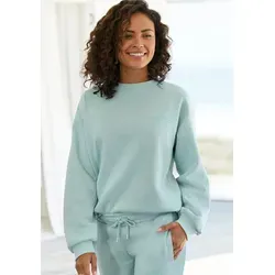 Lascana Sweatshirt mit weiten Ärmeln - Oberteil in mint, ideal für Loungewear. Weiche Sweatware mit Logostickerei und Raglanärmeln für optimalen Tragekomfort.
