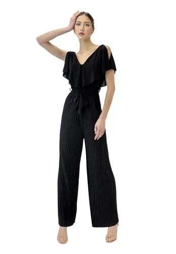 Elara Damen Jumpsuit V-Schnitt 1205 Black – Vielseitiger Overall für jeden Anlass - Hochwertiger Damen Jumpsuit aus 95% Viskose, ideal für Alltag und besondere Anlässe. Bequeme Passform und modernes Design bieten Tragekomfort und Stil – ein Must-Have für jede Garderobe!