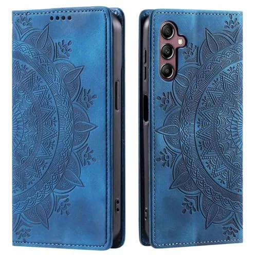 CoverKingz Handyhülle für Samsung Galaxy S25+ - Handytasche mit Kartenfach Klapphülle Cover - Handy Hülle klappbar Motiv Mandala Blau