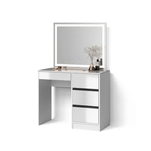 Livinity® Schminktisch Imola mit LED-Spiegel, 90 cm von Livinity