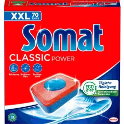 Henkel AG & Co. KGaA SOMAT CLASSIC POWER TABS, Tablettenförmiger Geschirr-Reiniger für die tägliche Reinigung, 1 Packung = 70 Tabs 524904
