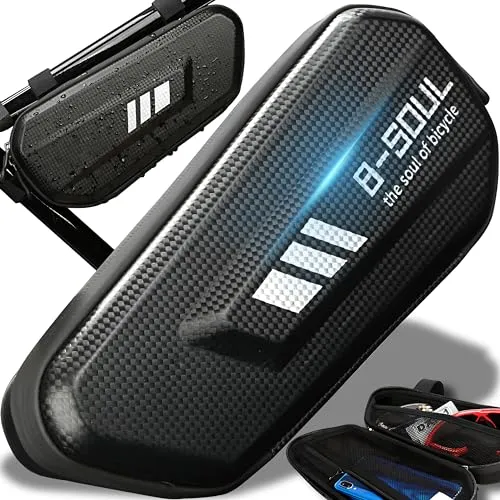 Retoo Fahrradtasche Rahmen, Fahrrad Rennrad Rahmentasche, Schwarz Rahmentasche aus Eva Material mit Klett-Befestigung für MTB und E-Bike, 27 x 12,5 x 7 cm, Wasserdicht, Werkzeugtasche, Rohrtasche