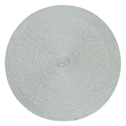 Haus und Deko Platzset Polypro Bastoptik rund ca. 35 cm Ø Silbergrau abwaschbar Tischset Platzdeckchen