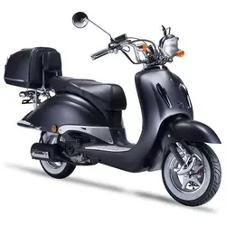 Motorroller Strada mit Top Case 50 ccm 45 km/h, Euro 5, mattschwarz, Sitzbank schwarz, GT Union - Schwarz