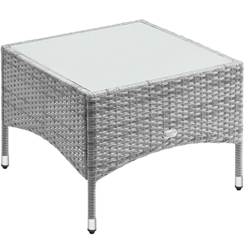 Casaria Beistelltisch 58x58cm - Wetterfest & Höhenverstellbar - Ablagetisch aus UV-beständigem Polyrattan, ideal für den Außenbereich mit einer Belastbarkeit von bis zu 80kg. Perfekt für Garten oder Balkon!