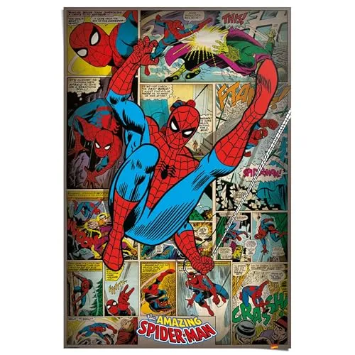 REINDERS Poster, Marvel Comics - spider man retro, Kinderzimmer, Poster, Wanddeko, Room Decor, 150 gr. glänzend Bilderdruckpapier, Mehrfarbig, 91,5x61cm