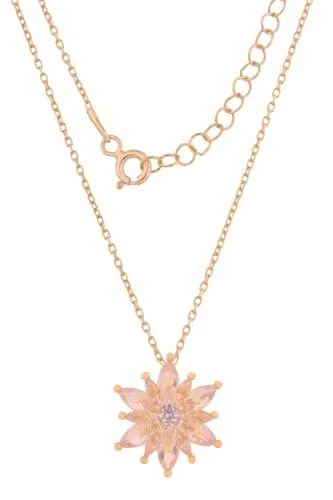 Einzelstück® Halskette Pure Lotus Anhänger I 925 Sterling Silber mit 14 Roségold vergoldet I Silberkette mit Zirkonia Steinen