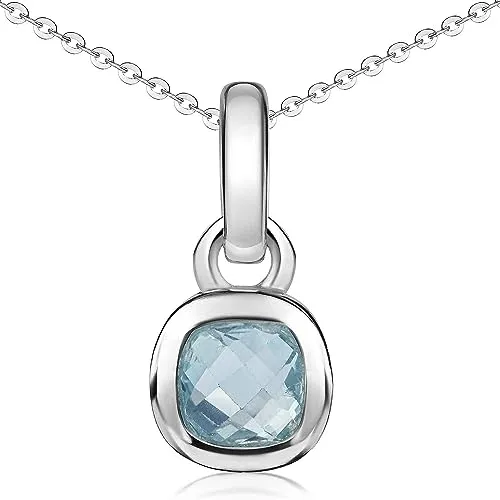 Materia Blautopas Kette Silber 925 Edelstein Schmuck KA-248-Blau_K141