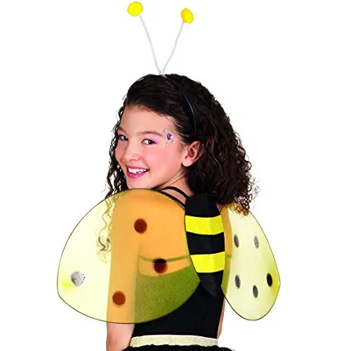 Amakando Bienenflügel und Bienenhaarreif - gelb-schwarz - Bienenkostüm Set | Hummel Verkleidung Biene Kostüm Wespen-Kostüm-Accessoire Damen Bienenkostüm Set