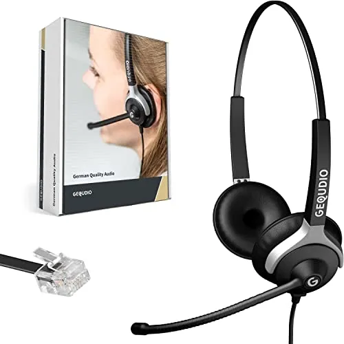 GEQUDIO Headset für Unify OpenStage & OpenScape - Leicht und komfortabel - Kopfhörer mit nur 80g, ideal für langen Tragekomfort. Inklusive RJ Kabel und Ersatzpolster für beste Sprachqualität ohne Strahlenbelastung.
