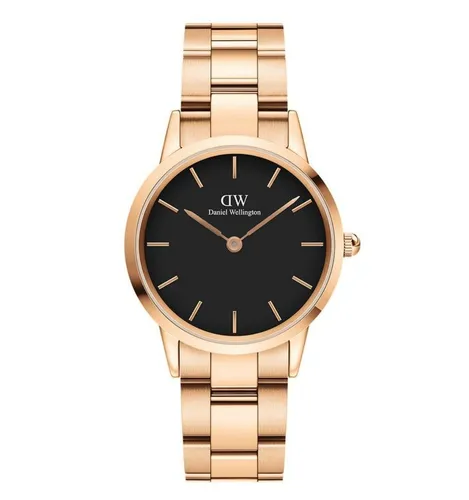 Daniel Wellington Damenuhr DW00100212 – Iconic Link in Roségold - Elegante Armbanduhr für Damen mit 32-mm-Gehäuse, schwarzem Zifferblatt und roségoldenem Edelstahlarmband. Wasserdicht bis 3 ATM und perfekt für jeden Anlass.