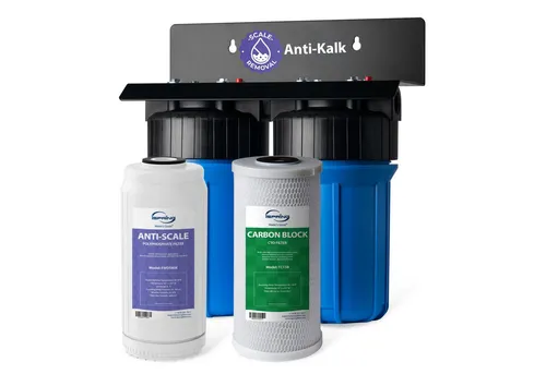 iSpring WGB21B-DS Wasserfiltersystem - Effizientes 2-stufiges Filtersystem für sauberes Wasser im ganzen Haus. Schützt vor Kalkablagerungen und sorgt für eine lange Lebensdauer der Filter.