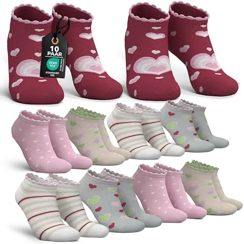 MEDOLY Kinder Sneaker Socken (10 Paar) mit 72% Baumwolle, für Mädchen & Jungen - Kurze Kindersocken