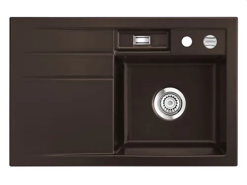 Systemceram Bela 78 Siena Keramikspüle mit Excenterbetätigung - Elegante Keramikspüle in Dunkelbraun, ideal für Unterschränke ab 45 cm. Praktische Excenterbetätigung und großzügige Maße (B x T): 78 x 51 cm.