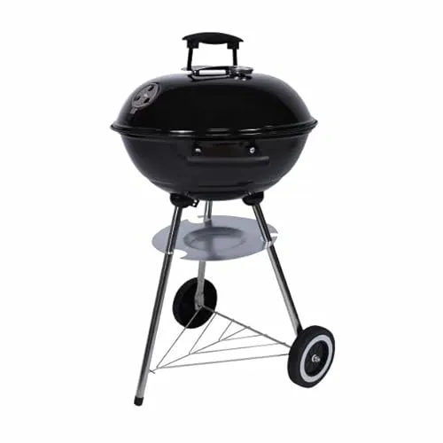 Nexos Kugelgrill Holzkohlegrill mit Deckel & Thermometer – Ø 41,5 cm – Schwarz
